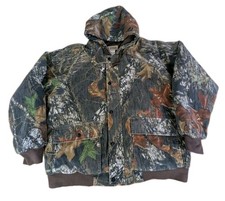 Vintage Mossy Oak Camo Zip Up Hoodie Men Size Large Russell Outdoors Hunting Y2K