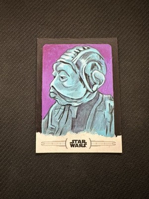 Nien Nunb Sketch  By Adam Everett Beck Card Artist Topps Star Wars 1/1 Auto A94