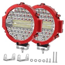 Round LED Off-Road Lights - 7 Inch Driving Light 2x201w round light bars red