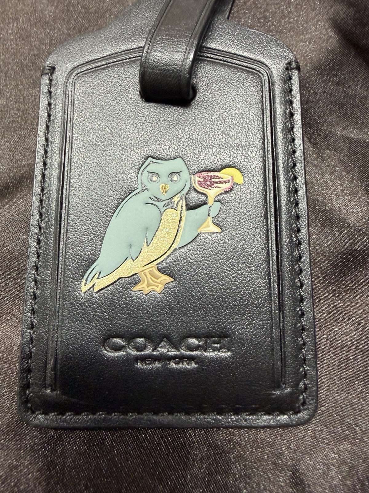 Coach Black Luggage Tag w/ Owl thumbnail 2