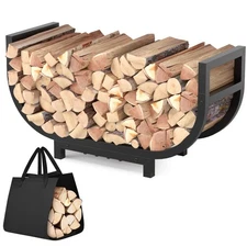 30-inch Firewood Rack Outdoor Indoor with Log Carrier Bag, Stable Log Holder ...