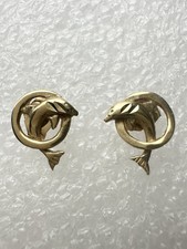 14K Solid Yellow Gold Dolphin Stud Earrings