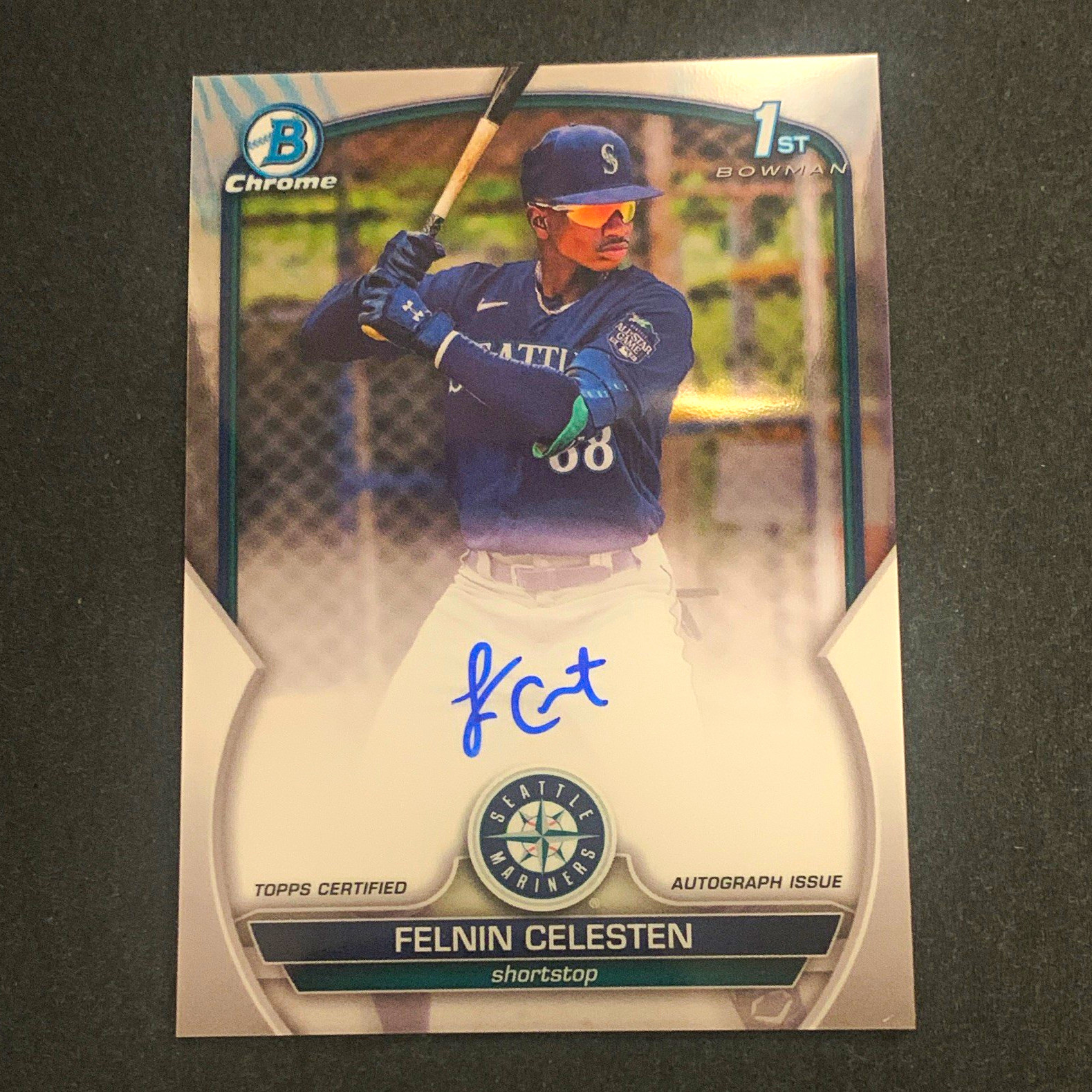 Topps 2023 Bowman Chrome 1st Bowman Felnin Celesten RC Auto #CPA-FC Mariners
