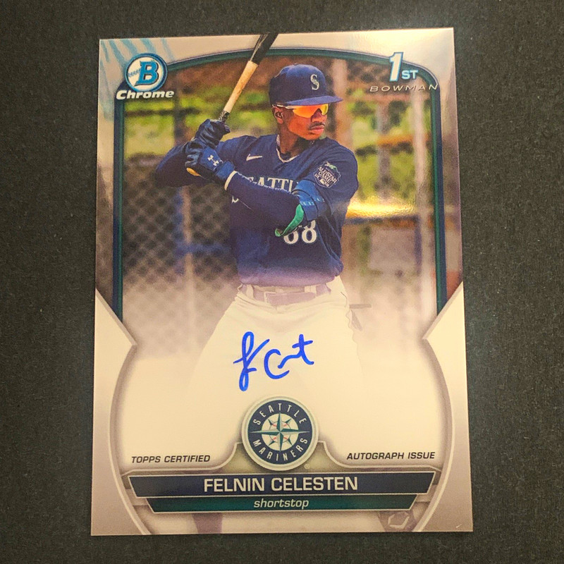 Topps 2023 Bowman Chrome 1st Bowman Felnin Celesten RC Auto #CPA-FC Mariners