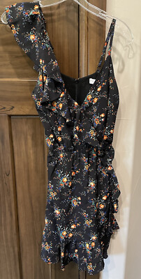 SANDRO Paris Floral Black Asymmetric Sleeveless Dress Womens Size 2.  Excellent! | eBay