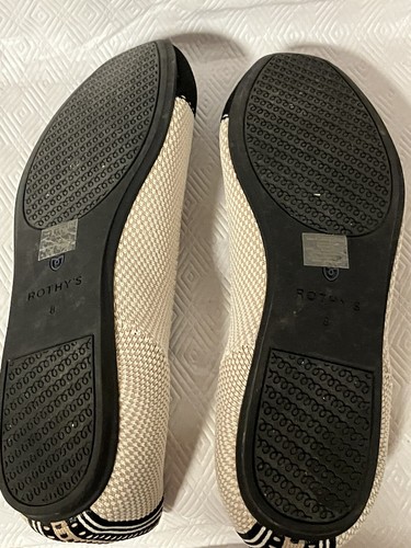 ROTHYS ECO FRIENDLY THE SQUARE WOMEN SLIP ON FLATS SIZE 8 BLACK AND CREAM - Picture 7 of 8