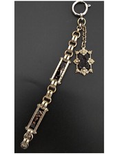 ALTE UHRENKETTE TASCHENUHR AUS METALL SILBER UND GLASANHÄNGER