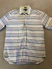 Tommy Hilfiger Shirt Men's Medium 80's 2 Ply Fabric Retro ColorStripe Button Up