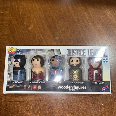 Pin Mate Wooden Figure DC Justice League Batman Wonder Woman Auquaman Flash