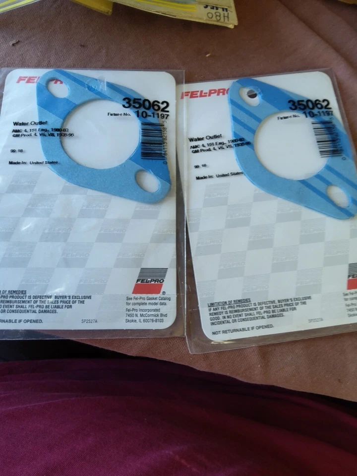 Прокладка выпускного отверстия охлаждающей жидкости двигателя Fel-Pro 35062 Gm, 4 V6 V8 1935-95 лот из 2 - Изображение 2 из 4