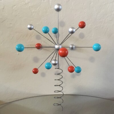 Atomic Tree Topper Hand Made By over The Top Finials MCM Style Xmas RETRO Decor