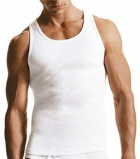 9 Mens White Tank Top 100 Cotton A-Shirt Lot Wife Beater Ribbed Undershirt