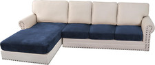 Velvet Stretch Sectional Couch Covers 4 Pieces Sofa Seat Cushion Covers L Shape