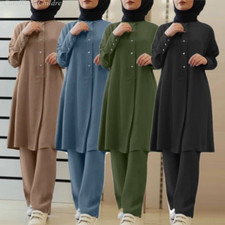 Modest Women Shirts Tops and Pants Autumn Abaya Sets Muslim Islamic Clothing
