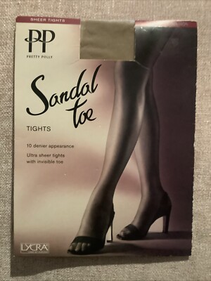 Pretty Polly Sandale Toe transparente Lycra Strumpfhose Strumpfhose zimtbraun Small 