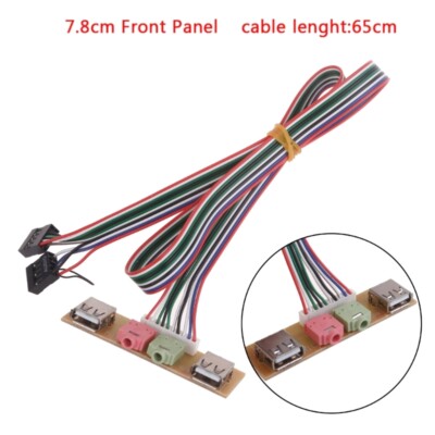 USB Port Mic Earphone Cable 2 USB PC Computer for Case 7.8CM Front Panel