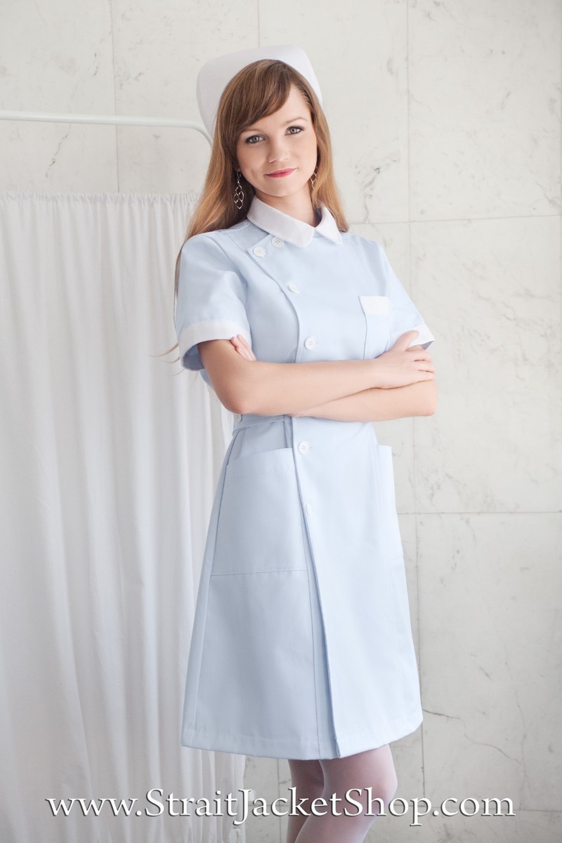 nurse dress Soft Linen Mini Nurse Dress Blue M / Light Blue Linen