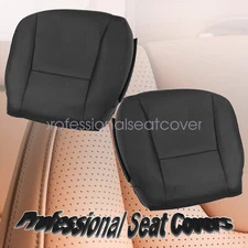 Front Driver & Passenger Side Bottom Seat Cover For 2007-2012 Lexus LS460 Black