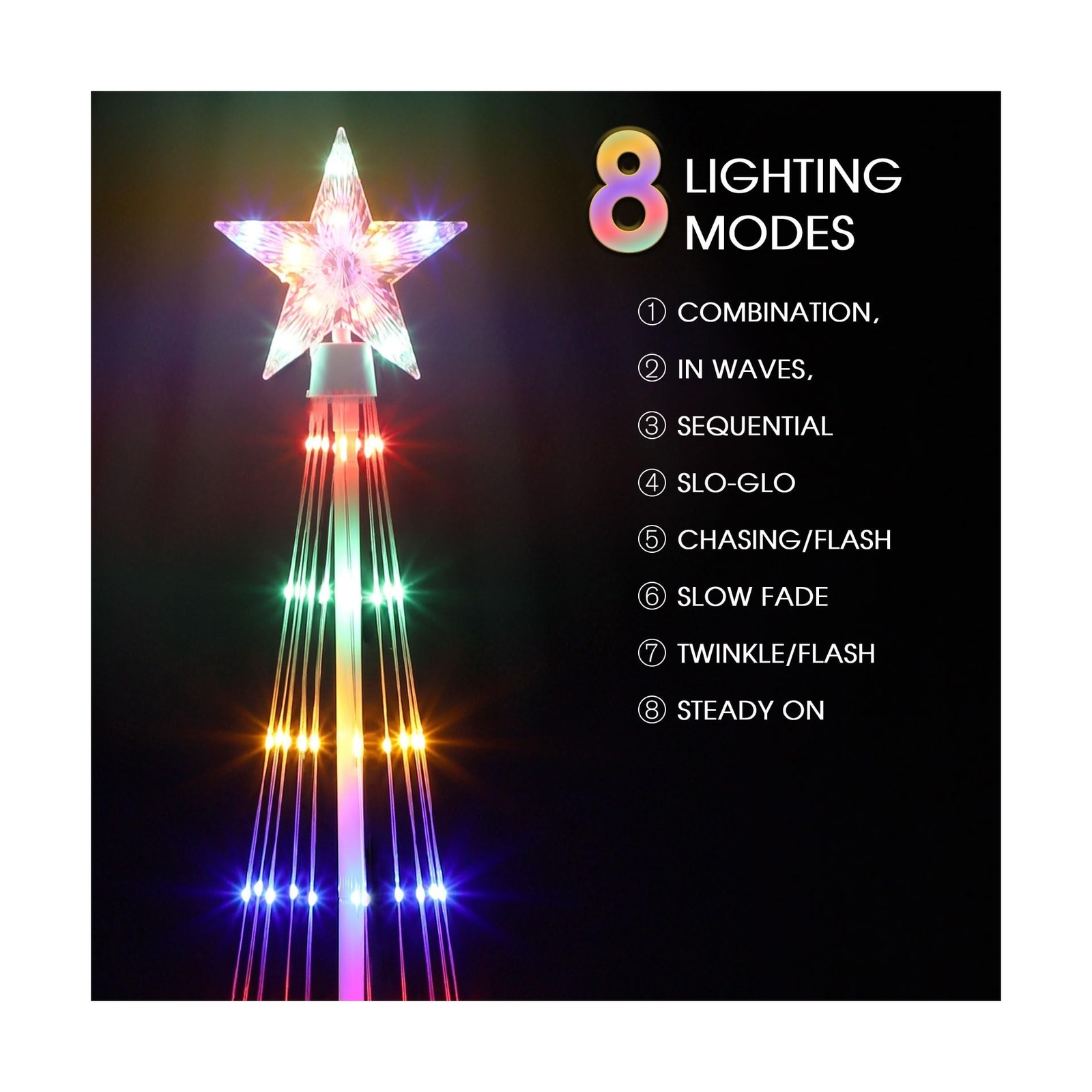 OUSHENG 6' Multicolor LED Animated Outdoor Christmas Tree Lightshow
