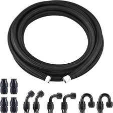 8AN-AN8 Nylon Braided PTFE Fuel Line 10FT with 10 Fitting Hose Kit