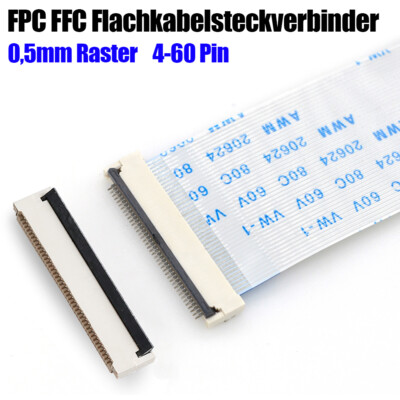 0,5mm Front Insert Back Flip Socket FPC FFC Flachkabelsteckverbinder 4-60 Pin