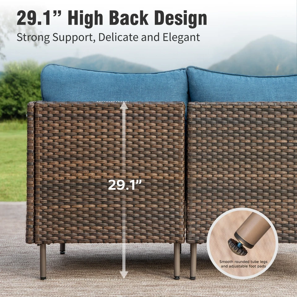 Juego de muebles de patio exterior 4 asientos respaldo alto exterior ratán conversación conjunto Foto 4 de 4