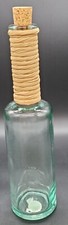 Recycled Glass Bottle, Spain Raffia Around The Neck & Cork Stopper 11.5". G360G
