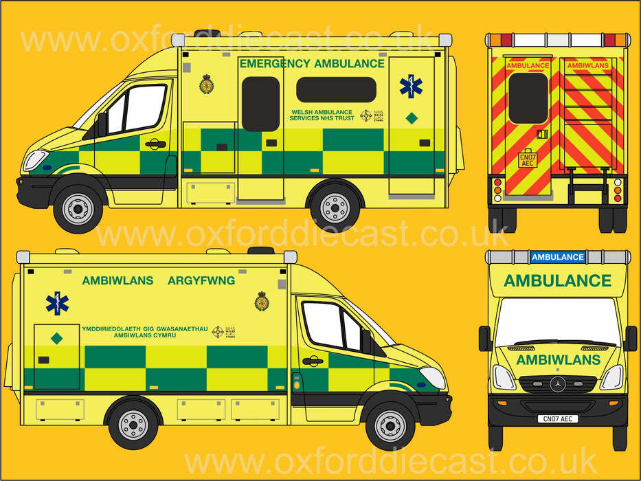Oxford Diecast N Spur Oxford Diecast Mercedes Ambulance Wales &ndash; N-Spur 1:148, Brandneu In OVP N Spur 1:148 Modellauto