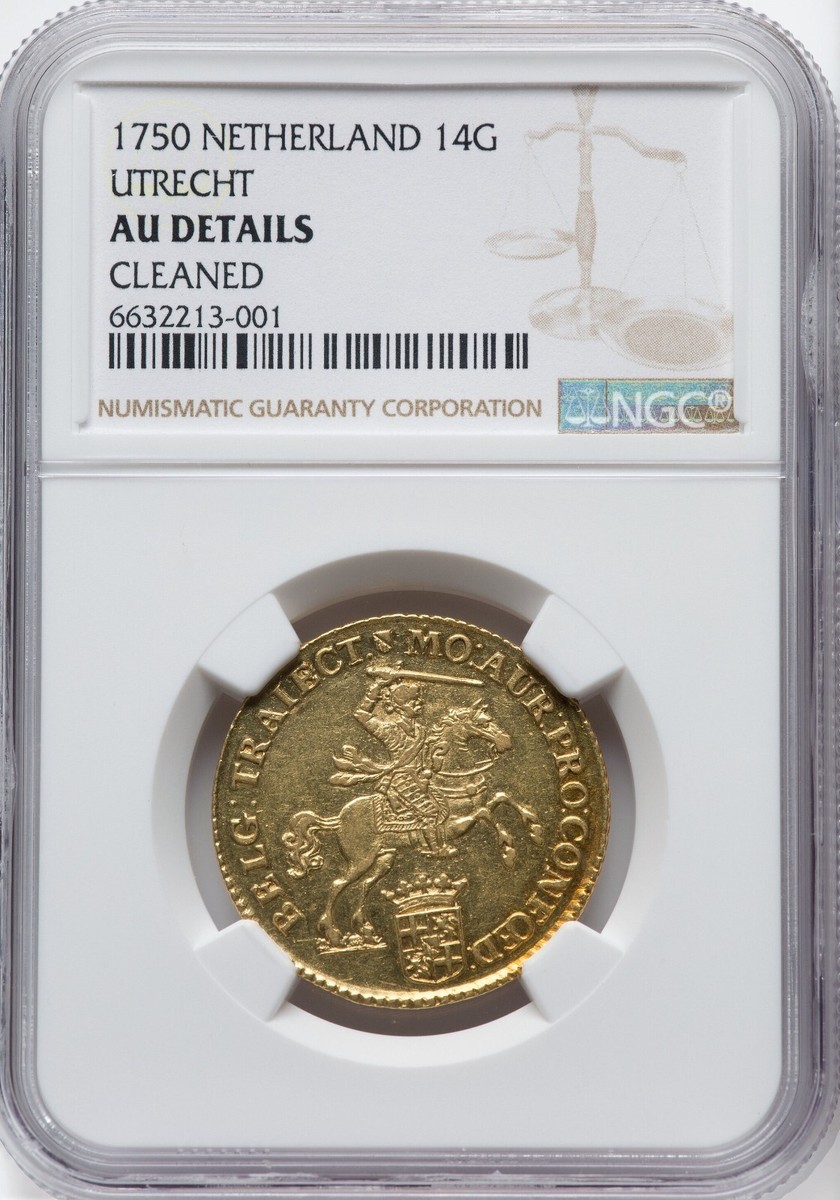 Netherlands Utrecht 1750 GOLD 14 Gulden - NGC AU Details