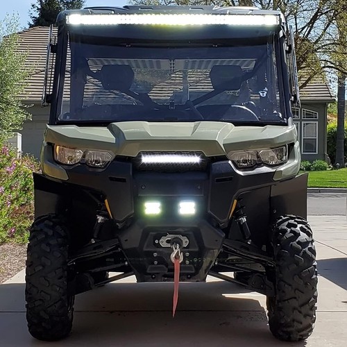 Front Bumper Mesh Grille w/ LED Light For 16-19 Can-Am Defender MAX HD5 HD8 HD10 - Picture 4 of 6