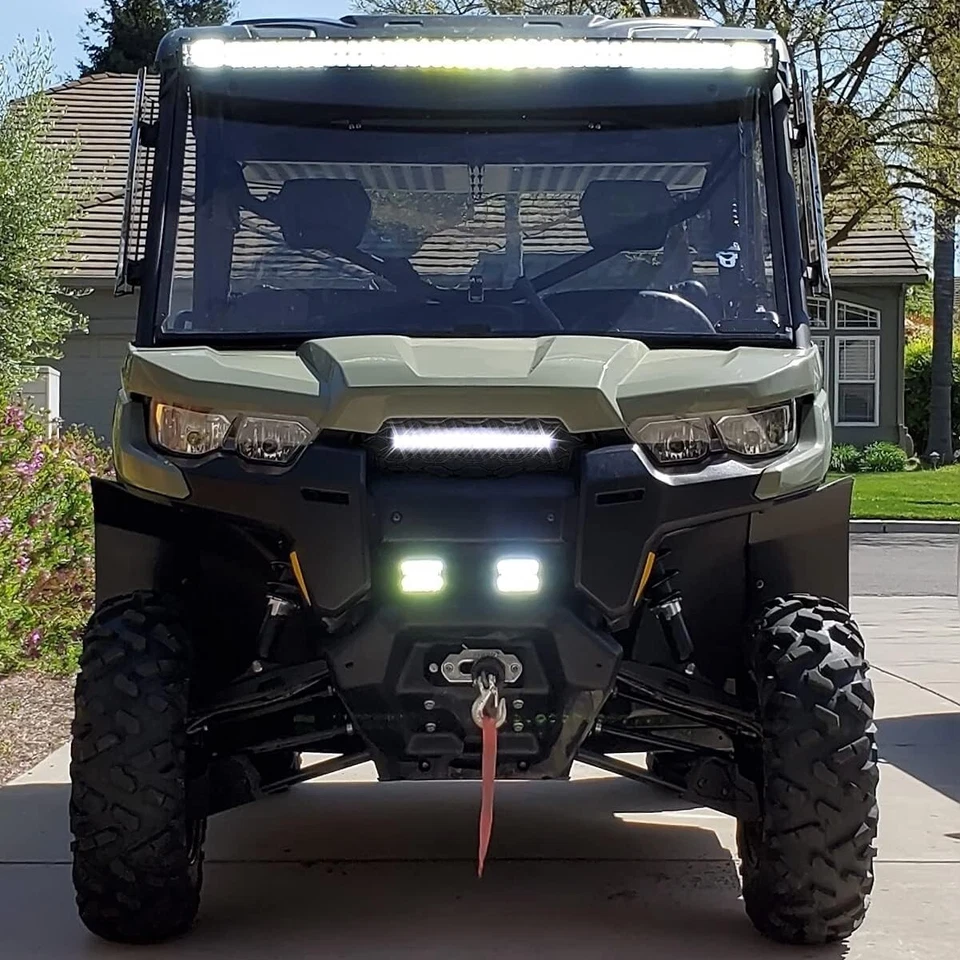 Grelha de malha para-choque dianteiro com luz LED para 16-19 Can-Am Defender MAX HD5 HD8 HD10 - Imagem 4 de 4