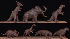 Marx Recast Dinosaurs - 7 in 7 poses - unpainted soft plastic