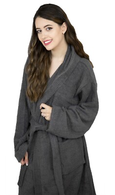 Womens Terry Towelling Hooded Bathrobe Cotton Dressing Gown Spa Robe Hooded