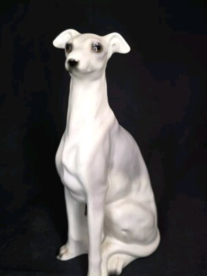 WHIPPET / GREYHOUND DOG FIGURINE Japan 8.5'' Tall Small Chip On Inside Right Ear