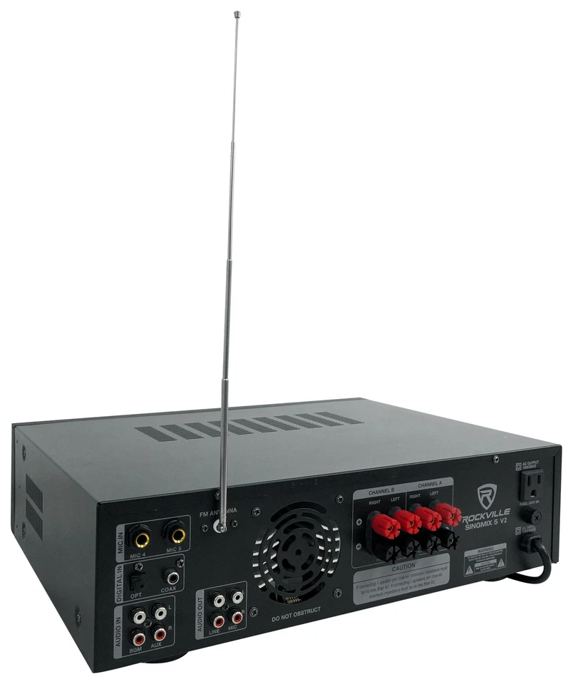 Rockville SINGMIX 5 V2 2000w Bluetooth Pro/Karaoke/Home Amplifier Mixer Receiver - Image 4 of 4