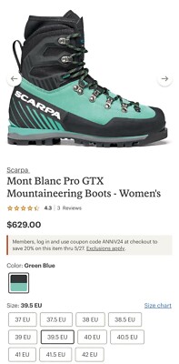 Scarpa Mont Blanc Pro GTX - Women s 8