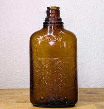 Vintage Four Roses Brown Glass One Pint Liquor Bottle 8" Barware Decor