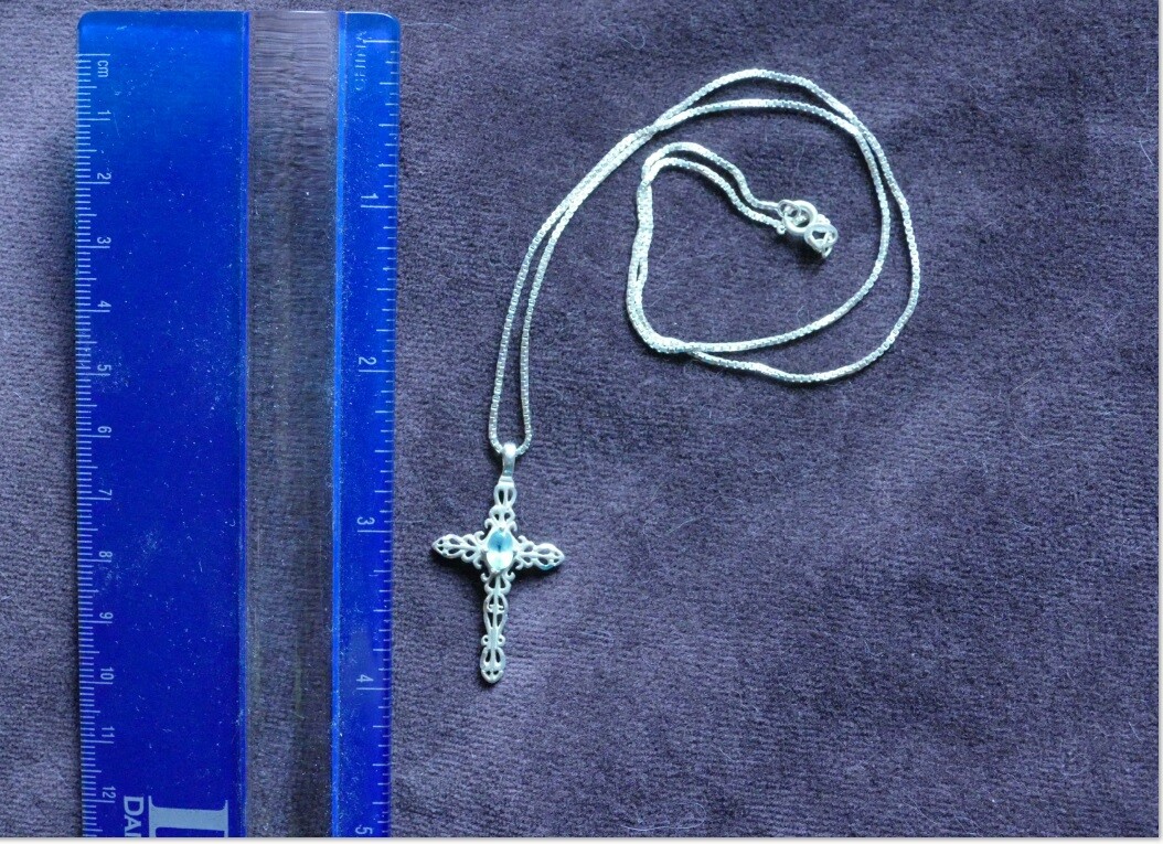 QVC Jewelry Blue Topaz Cross Pendant, Sterling Silver eBay