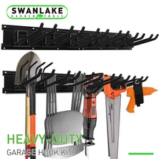 Storage Hooks Wall Mount Garage Garden Organization Rack Max 600 lbs 64" Utility