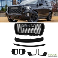 Front Grille Hood Trim Molding Set 7PCS Gloss For 2021-2023 GMC Yukon/XL Denali