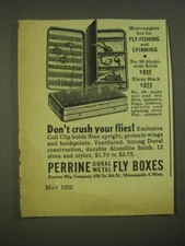 1952 Perrine Dural Metal Fly Boxes Ad - Most complete box for fly-fishing