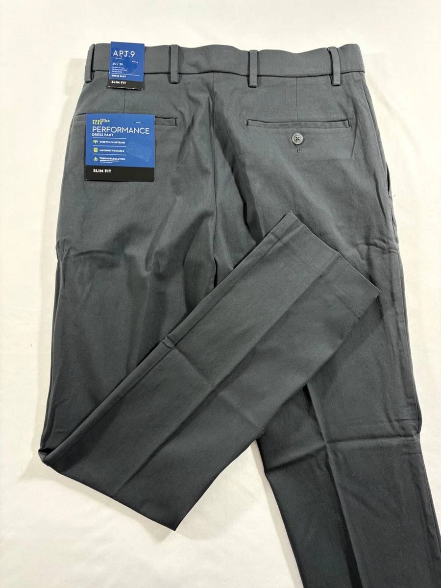 apt 9 slim fit dress pants NEW Men's Apt. 9 Dress Pants Premier Flex Stretch Slim Fit from Kohls Grey