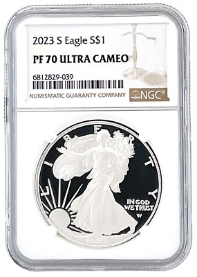 #ad 2023 S 1oz Silver Eagle Proof NGC PF70 Ultra Cameo Brown Label $121.60