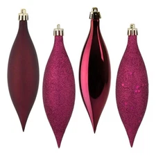 Vickerman 4-Finish Finial Drop Christmas Ornaments in Berry Red (Set of 8)