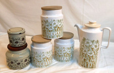 Hornsea Pottery Cornrose & Fleur Coffee Pot & Sugar Tea Coffee Canisters Vintage