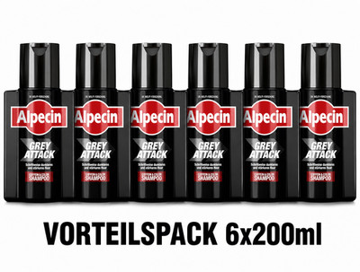 Alpecin Grey Attack Coffein & Color Shampoo Gegen graue Haare 6er Pack , 6x200ml