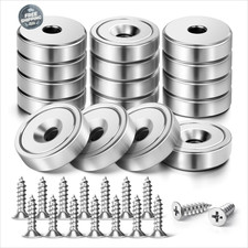 16Pack 40LBS Strong Magnets with Holes, Round Cup Magnets with Screws for Wall M