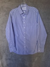 Roundtree Yorke Gold Label Sz 16 Check Button Up Shirt Non Iron EZ Wash Stretch