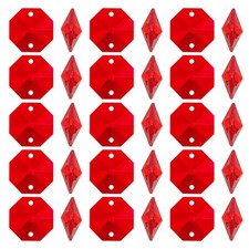 K9 Crystal Octagon Beads 2 Holes 100 Pack 14mm Chandelier Prisms, Red