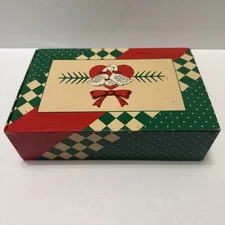 Vintage 1990s General Box Co Pencil Box Holiday Geese Theme Red Green